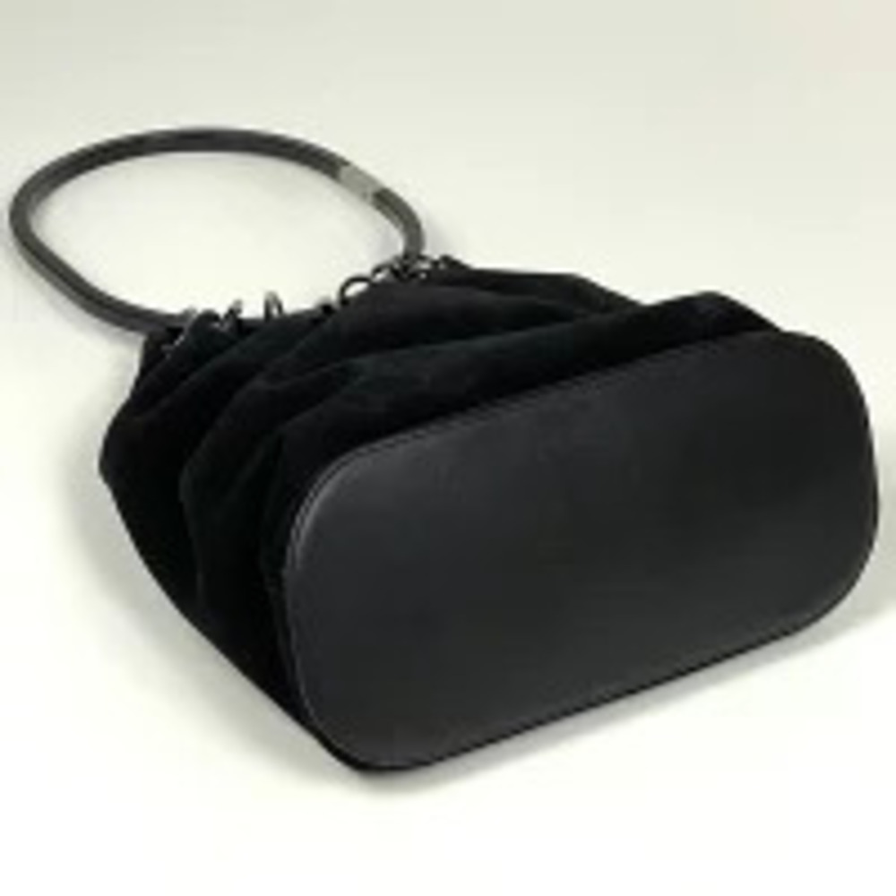 Gucci black handle suede handbag